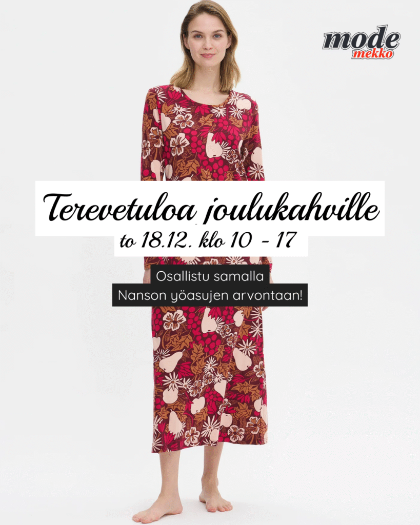 Joulukahvit ja arvonta Mode Mekon myymälässä torstaina 18.12.2025 klo 10 - 17